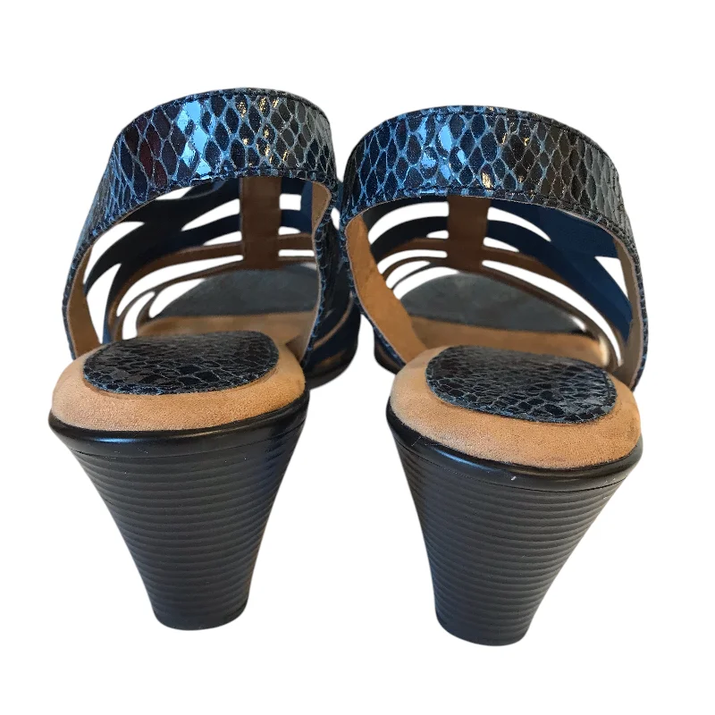 women’s sandals with metallic uppers -Sandals Heels Block By Softspots In Navy, Size:9.5