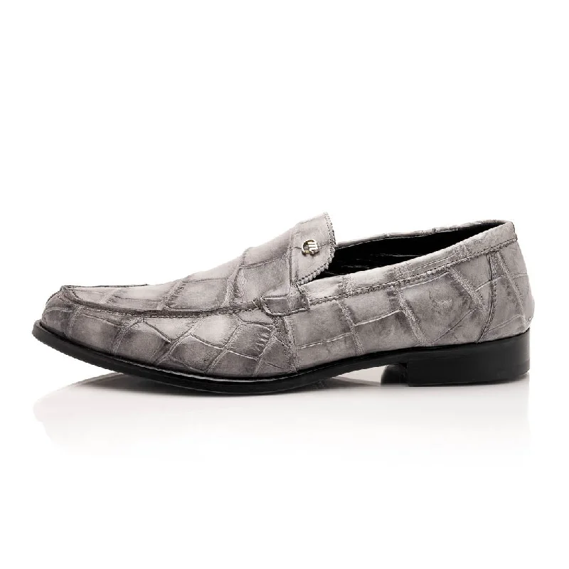 chic black loafers-Mauri Chapel 1028 Men's Shoes Exotic Alligator Slip-on Loafers (MA5641)