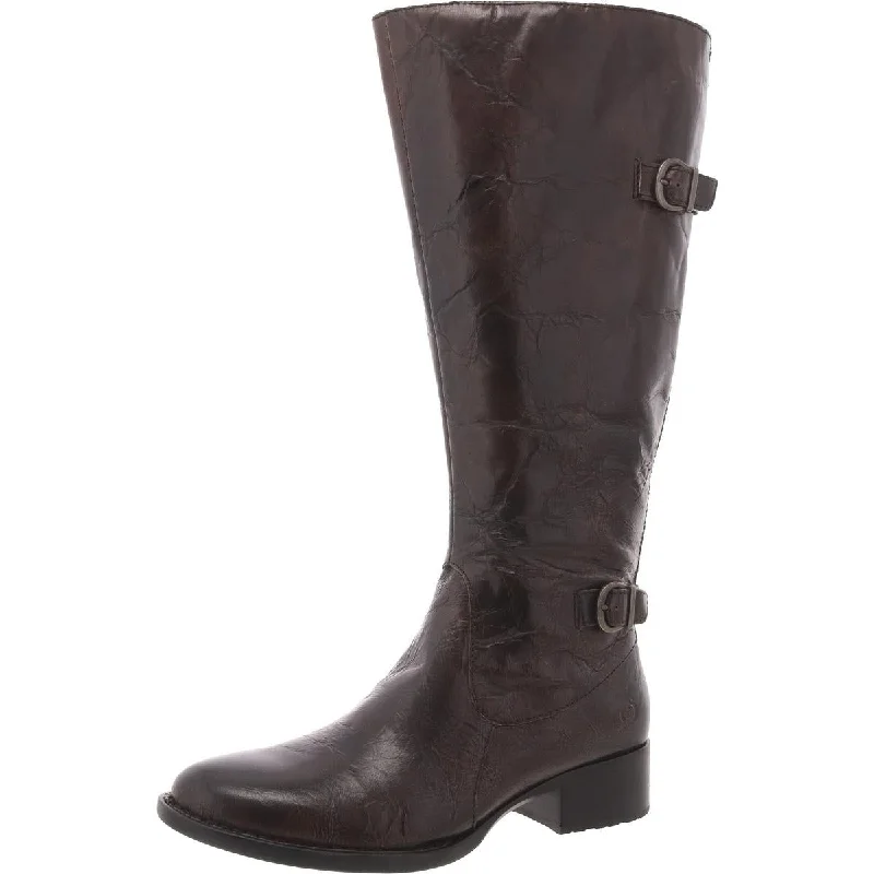 Cold-weather boots with faux fur -Born Womens Leather Solid Knee-High Boots