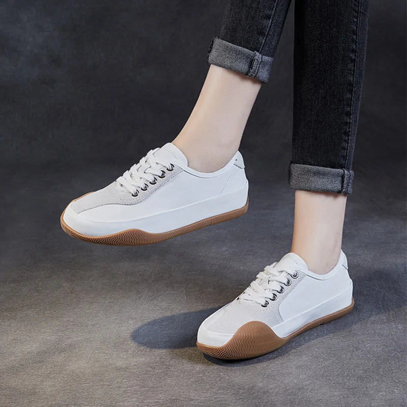 Women Minimalist Soft Leather Casual Training Sneakers