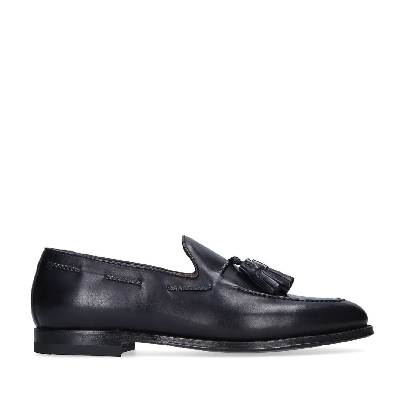 sleek pink loafers-Franceschetti Harry Men's Shoes Blue Calf-Skin Leather Tassels Loafers (FCCT1017)