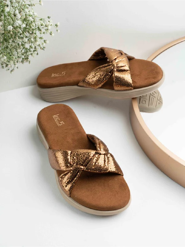 cozy canvas flats-Womens Gold Casual Solid Round Toe Casual Flats