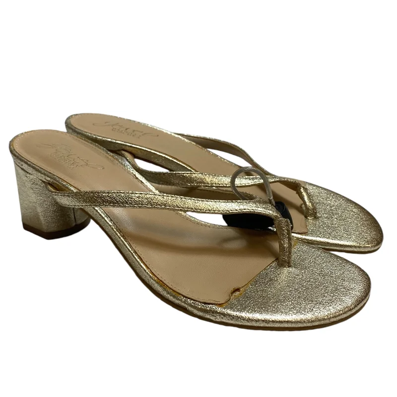 women’s sandals with ankle straps -Sandals Designer By Badgley Mischka In Gold, Size: 7.5