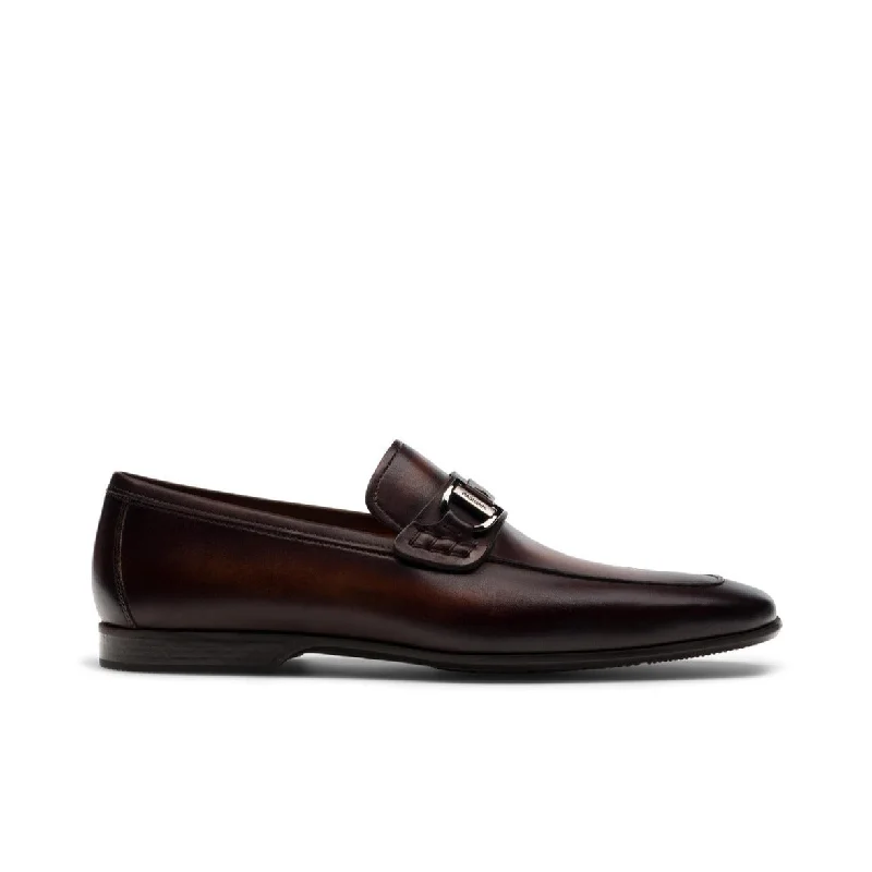 breathable office loafers-Magnanni 24379 Raso Men's Shoes Brown Calf-Skin Leather Slip-On Penny Loafers (MAGS1079)