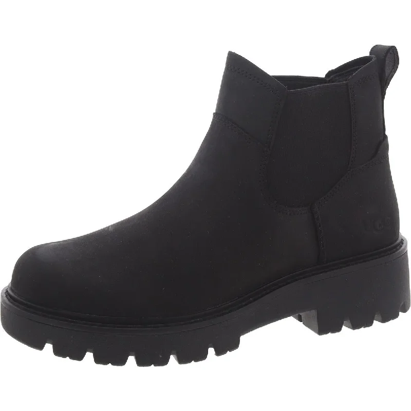 Warm boots with waterproof features -Ugg Womens Leather Block Heel Chelsea Boots