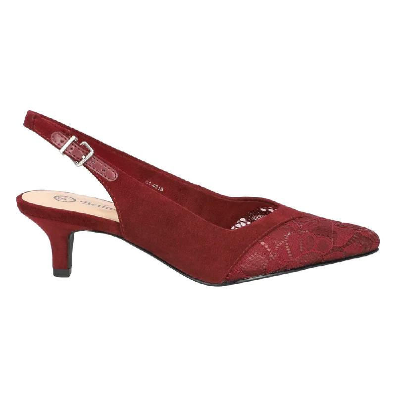 high heels with patent leather finish for sleek look -Marquette Kitten Heel Sling Back Pumps