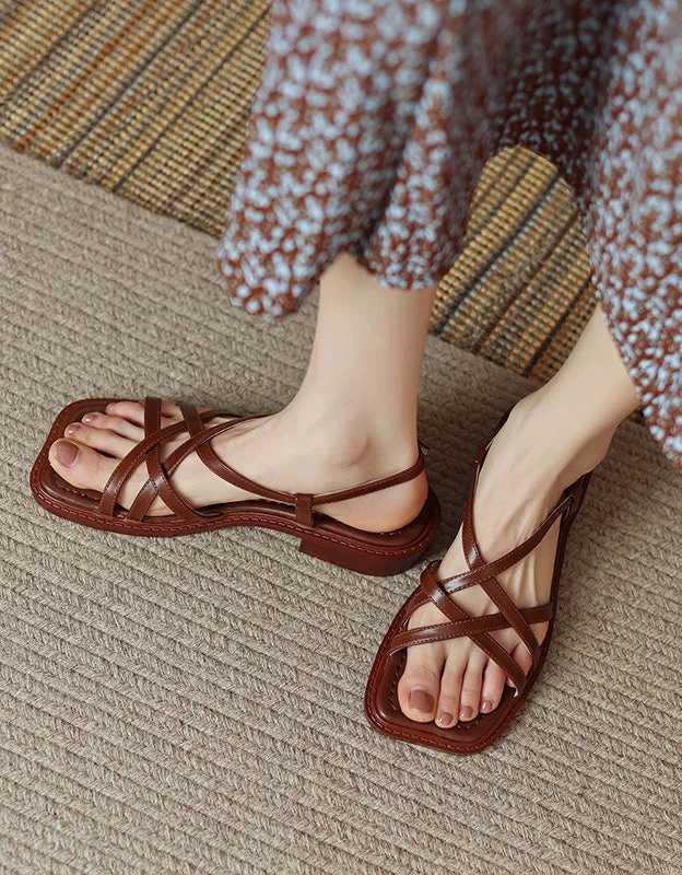 comfortable sandals for standing all day -Summer Comfortable Flat Strappy Sandals Slingback