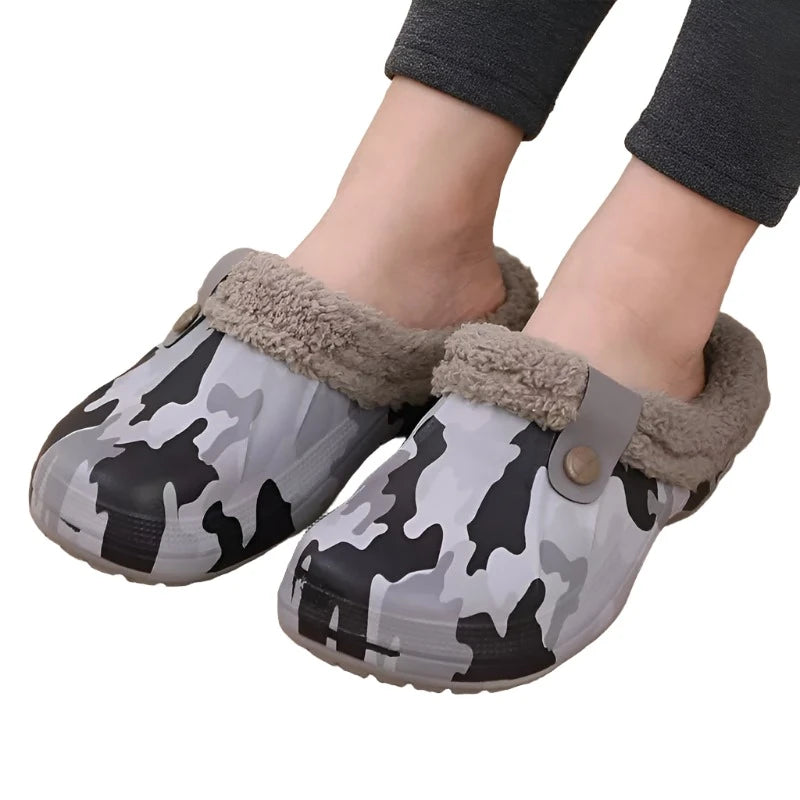 Slippers for spring rest-Plush Fur Clogs Slippers For Women Men Winter Soft Furry Slippers Waterproof Garden Shoes Multi-Use Indoor Home Shoes