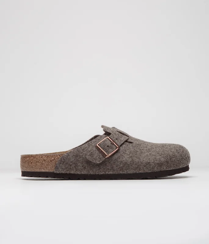 sandals with durable straps -Birkenstock Boston Wool Sandals - Cacao