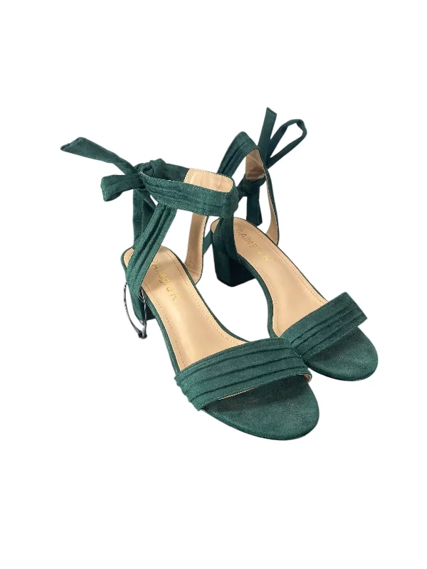 high heels with suede accents for softness -Shoes Heels Block By Allegra K In Green, Size: 9