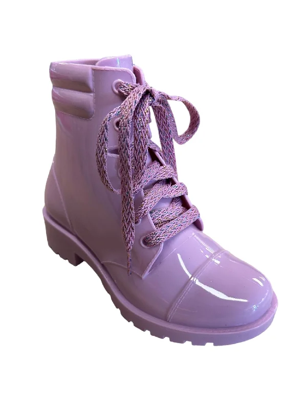 Slip-on boots for easy wear -Mauve Lace-Up Boots