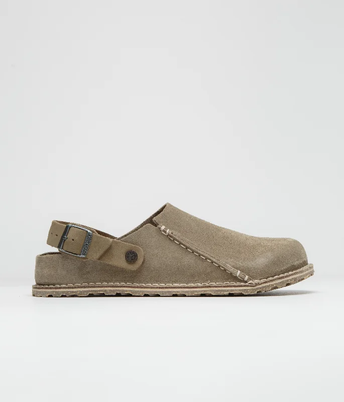 men’s sandals with rugged straps -Birkenstock Lutry Premium Suede Sandals - Grey Taupe