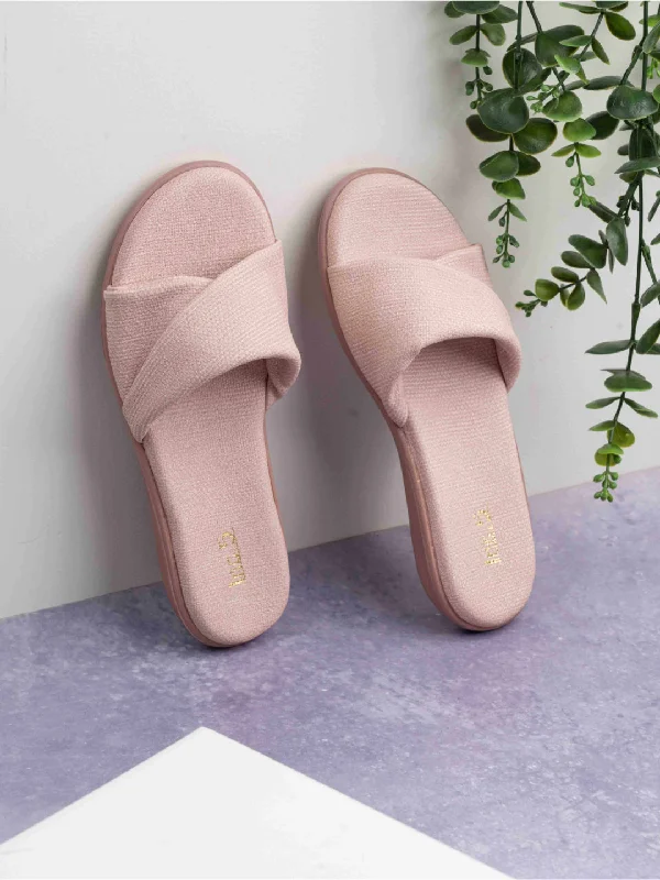 women’s blue flats-Womens Peach Casual Solid Round Toe Flats