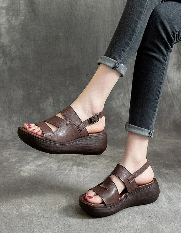 men’s sandals with rugged heels -Women's Slingback Retro Wedge Sandals