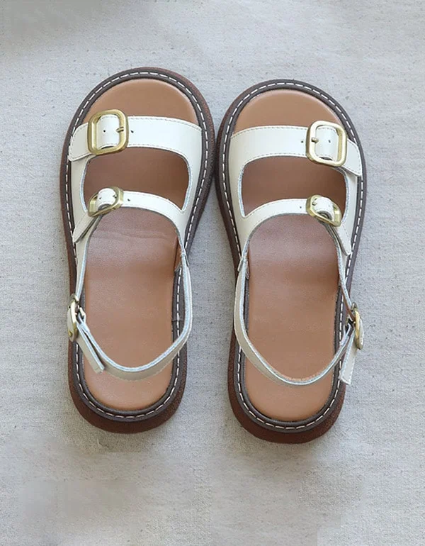 sandals for outdoor getaways -Summer Double Front Buckle Sandals