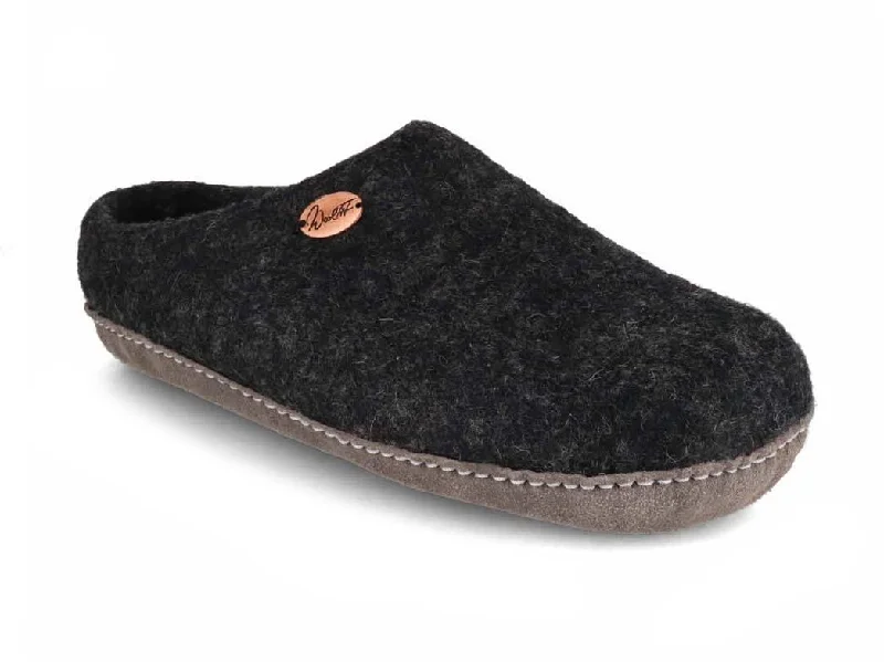 Slippers for evening rest-WoolFit® Felt Slippers | Footprint, charcoal