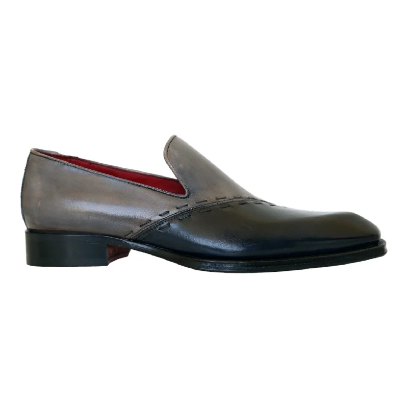 chic pink loafers-Emilio Franco Vittorio Men's Shoes Two Tone-Gray Calf-Skin Leather Loafers (EF1242)