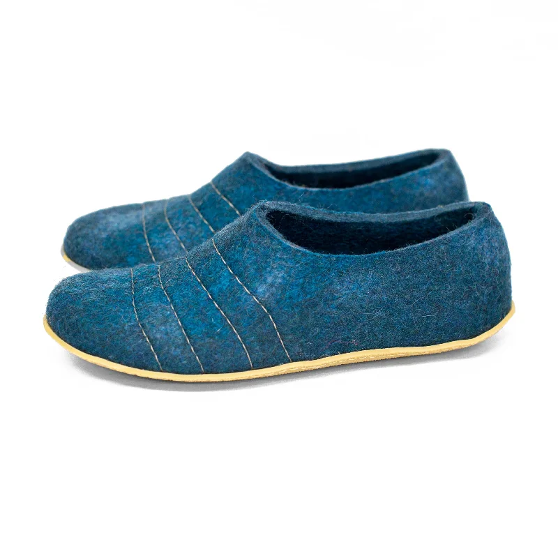 Slippers with daily vibes-Men's Classic Wool Slippers - Turquoise Mix