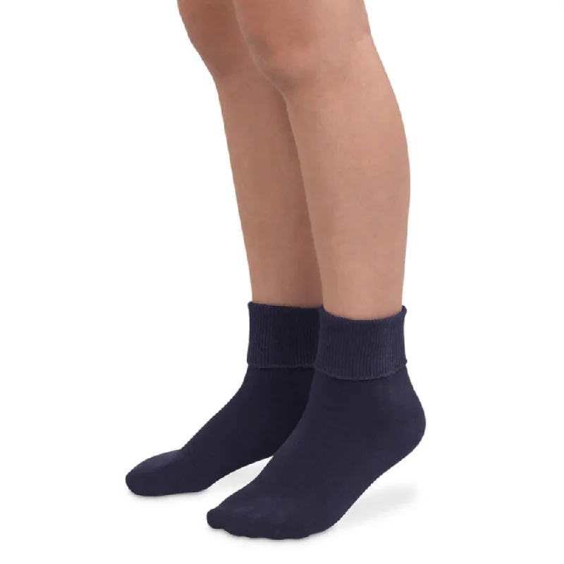 Jefferies Socks Smooth Toe Organic Cotton Turn Cuff Navy Socks 10-12