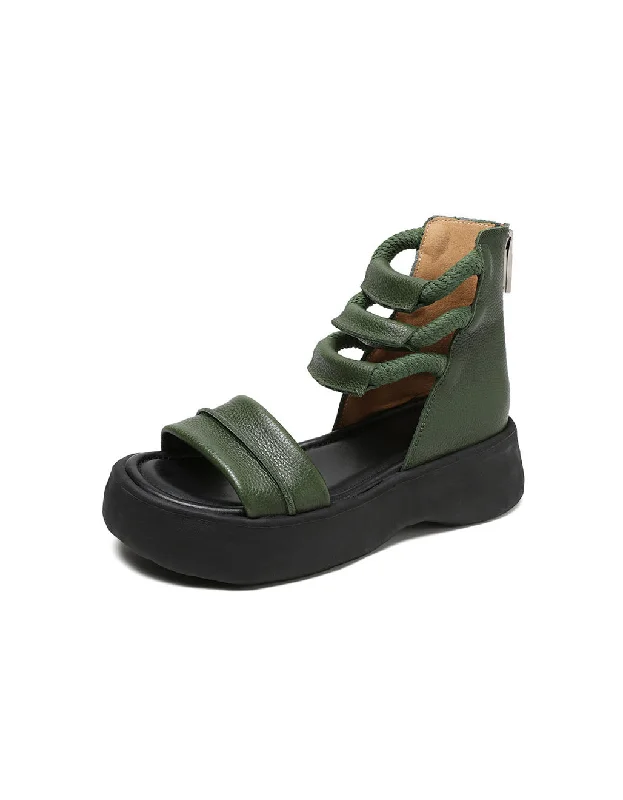 affordable sandals under 20 dollars -Handmade Retro Ankle Straps Platform Sandals