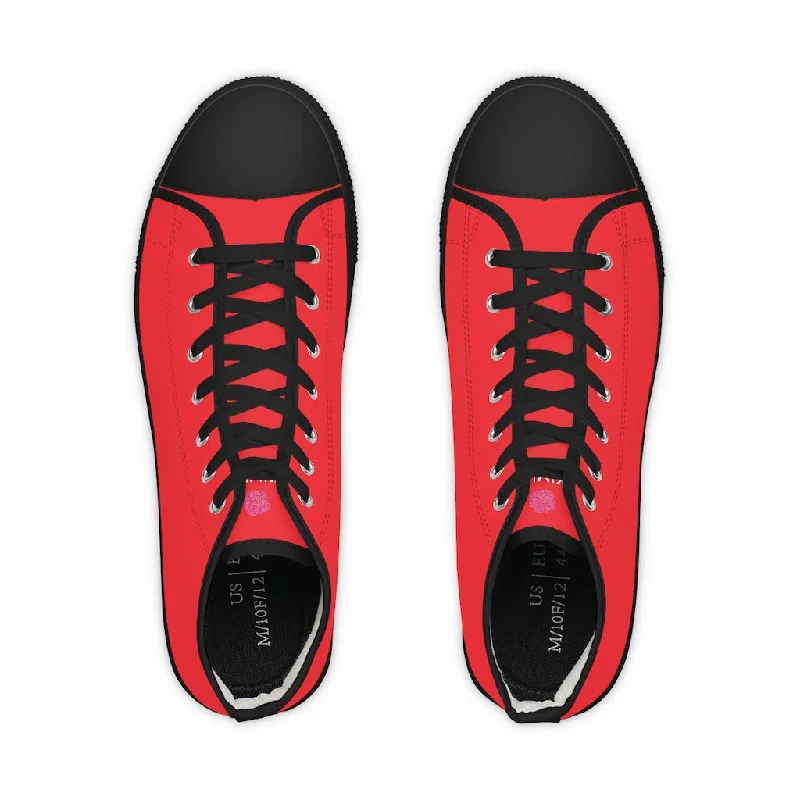 Red Color Men's High Tops, Modern Red Minimalist Best Men's High Top Sneakers (US Size: 5-14)