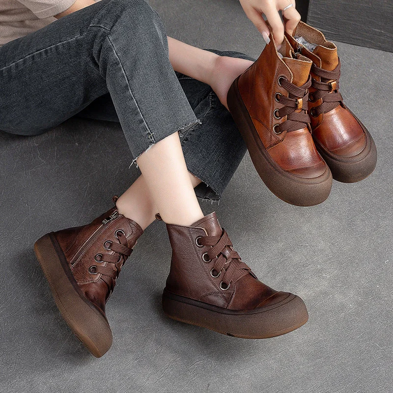 Riding boots for winter fashion -Women Autumn New Trendy Retro Leather Boots