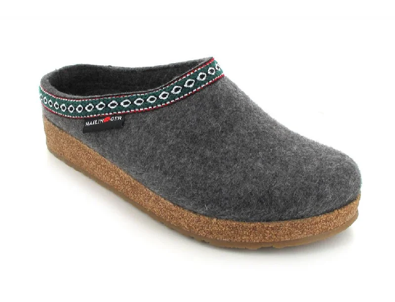 Slippers with simple rest-HAFLINGER® Slippers with Arch Support | Grizzly Franzl, anthracite