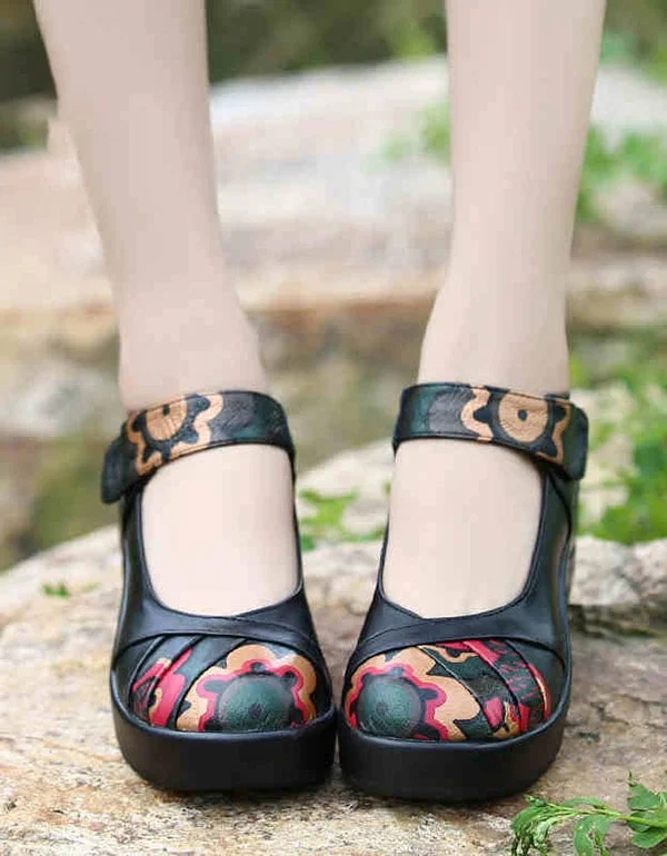 sandals for summer events -Obiono Handmade Ethnic Wedge Sandals