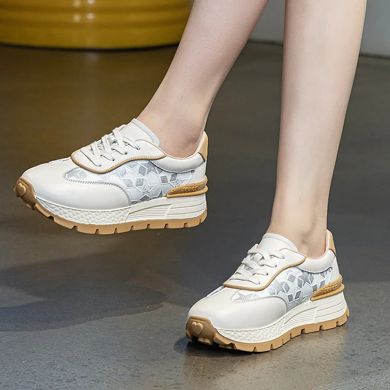 Women Stylish Patchwork Thick Soled Casual Sneakers