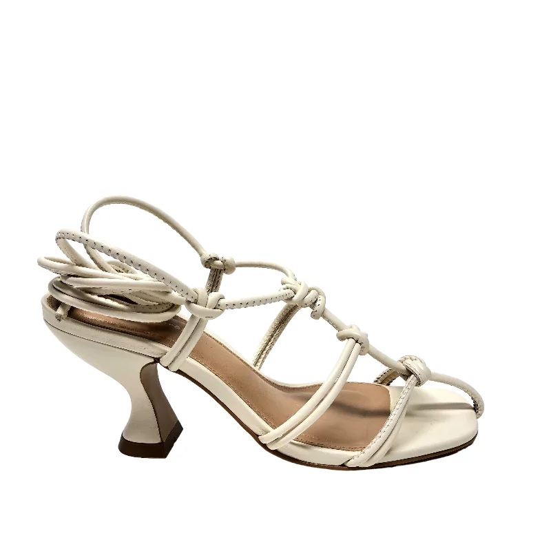 sandals with lightweight soles -Sandals Heels Block By Anthropologie In Cream, Size: 7