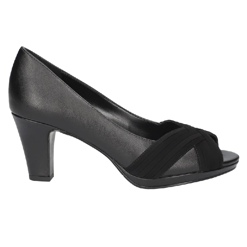 high heels with cushioned insole for comfort -Lavish Open Toe Pumps