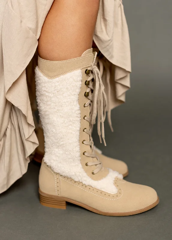 Slip-resistant boots for construction -Keiko Tall Boots in Tan