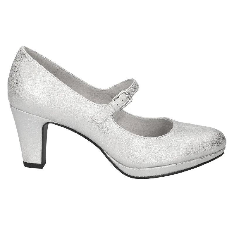 high heels for combining with jumpsuits -Zest Metallic Platform Mary Jane Round Toe Pumps