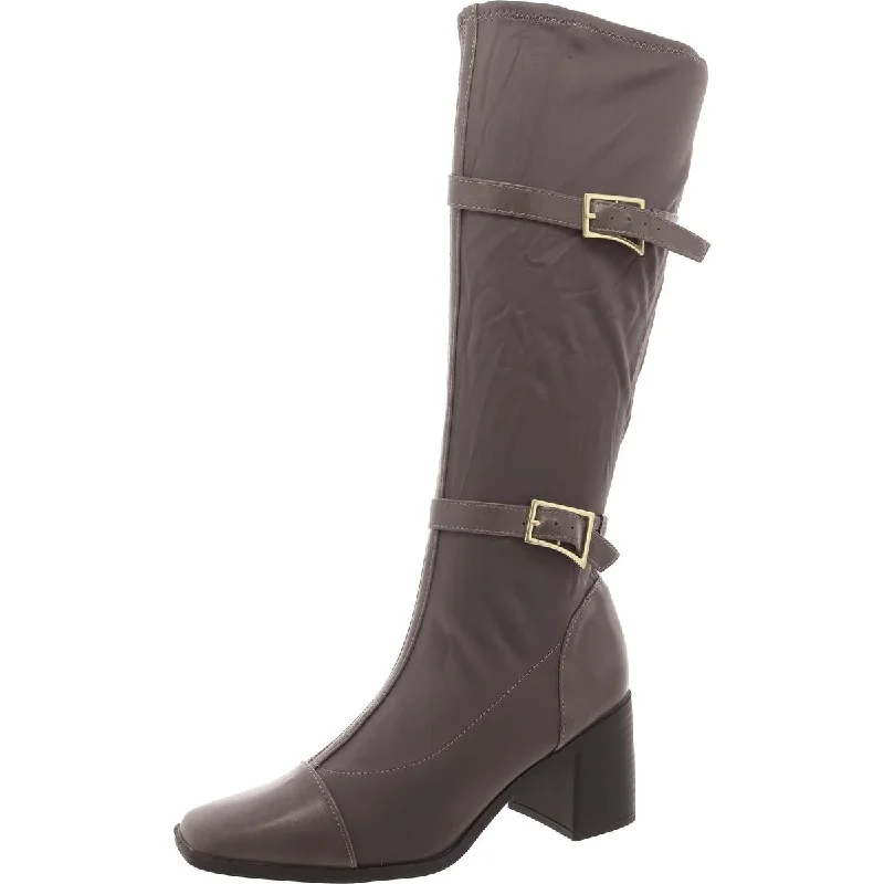 Cold weather boots for hiking -Journee Collection Womens Gaibree Faux Leather Solid Knee-High Boots