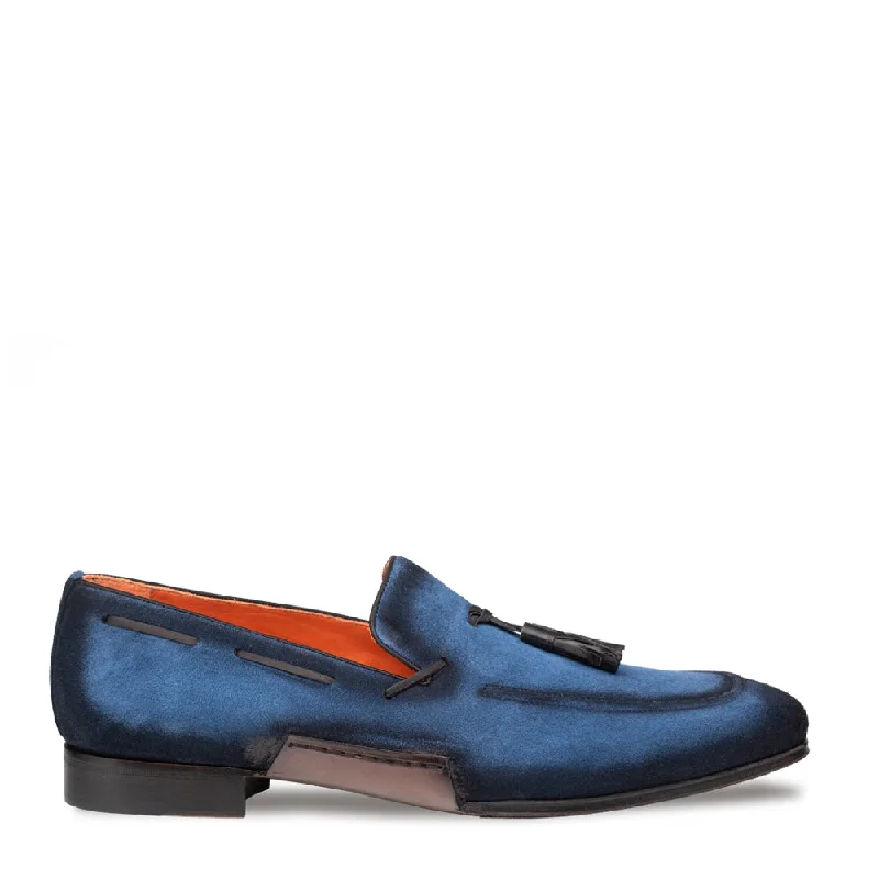 lightweight slip-on loafers-Mezlan Pavese 21310 Men's Shoes Suede Leather Slip-on Tassels Loafers (MZ3767)