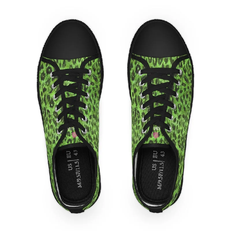 Green Leopard Men's Sneakers, Animal Print Best Designer Fashionable Men's Low Top Sneakers