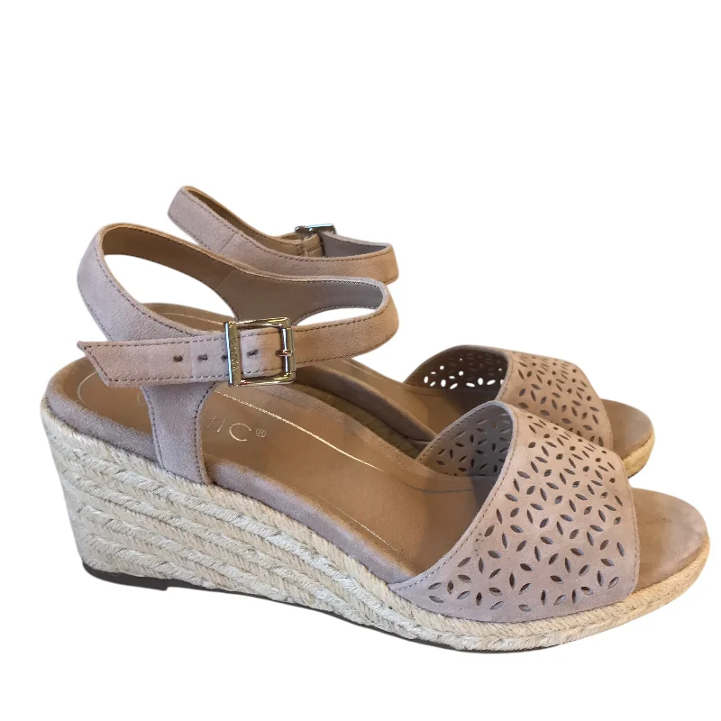 sandals for summer escapes -Sandals Heels Wedge By Vionic In Beige, Size:9.5