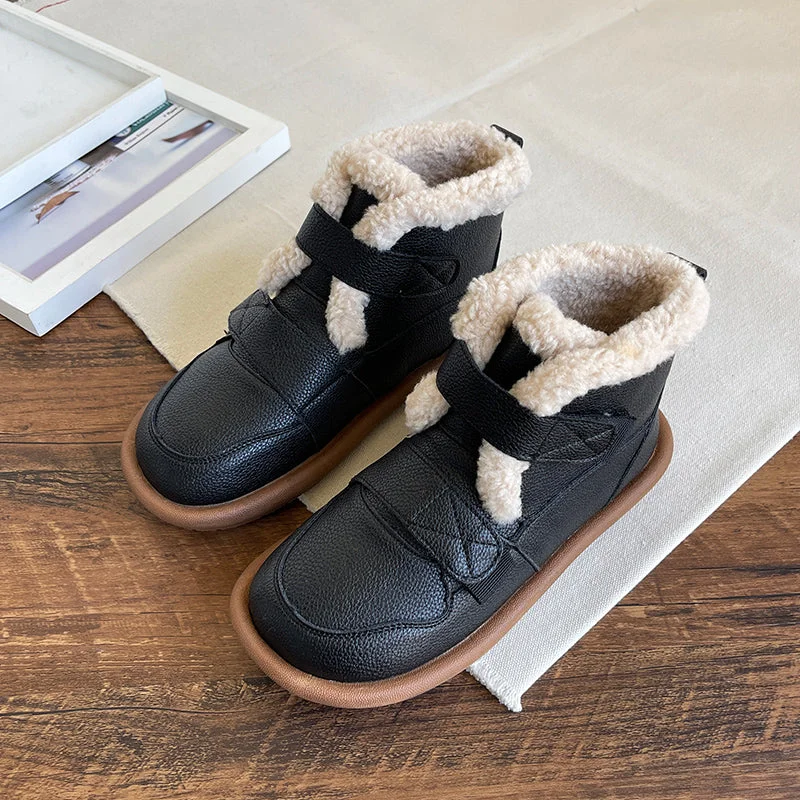 Comfortable boots for winter-long wear -Women Minimalist Soft Furred Flat Boots