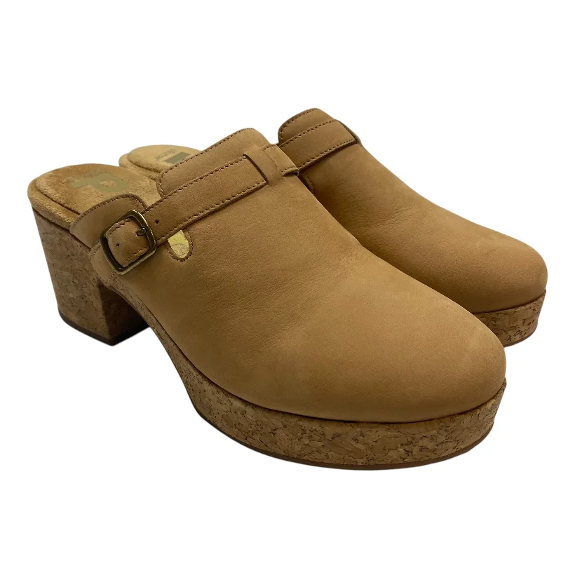 high heels with velvet ribbon detailing -Shoes Heels Block By Hush Puppies In Tan, Size: 11