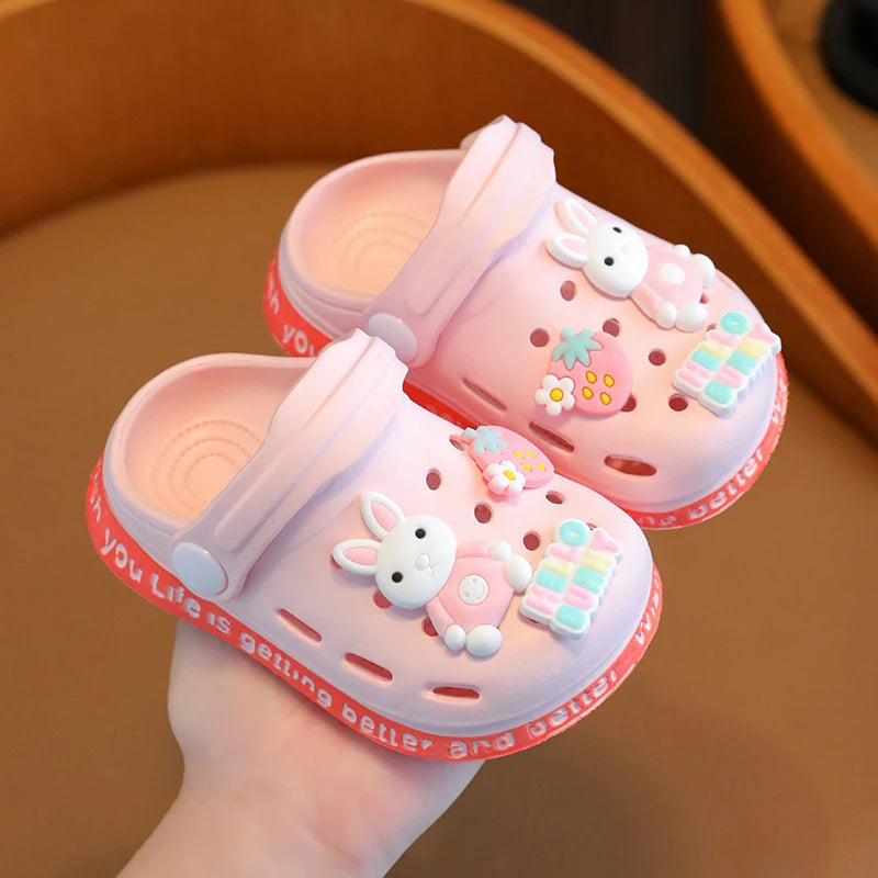 Slippers for long rest-Summer Sandals Kids Shoes Boys Girls Cartoon Water Shoes Baby Beach Shoes Flat Heels Cartoon Slippers Children's Garden Shoes