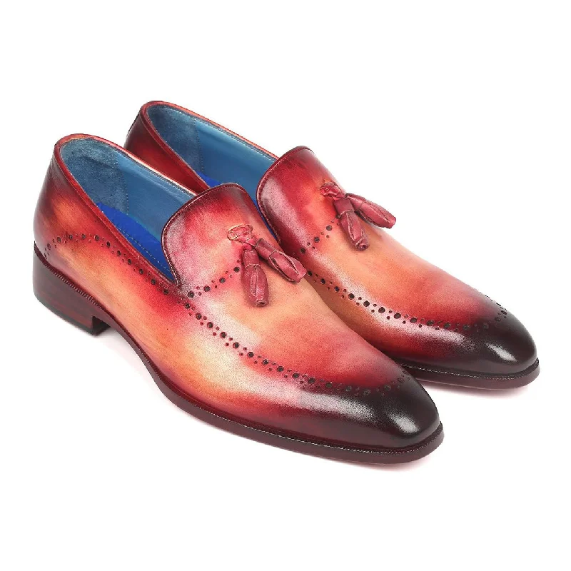 breathable casual loafers-Paul Parkman 66T82-BUR Men's Shoes Burgundy Calf-Skin Leather Tassel Loafers (PM6267)