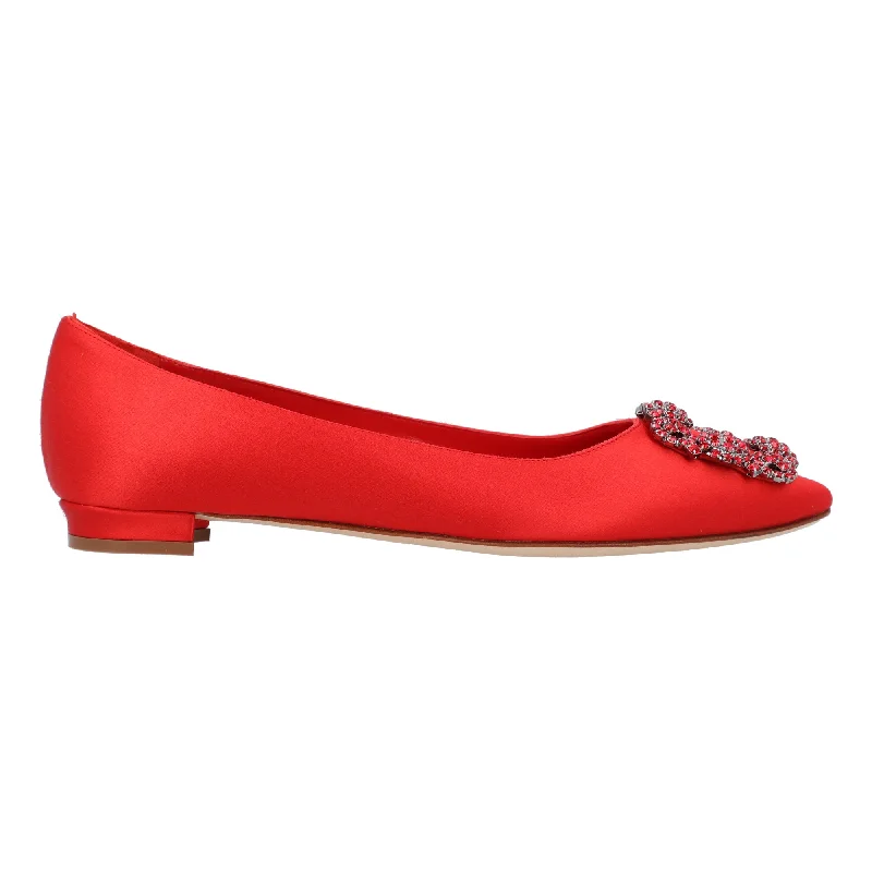 Manolo Blahnik Hangisi Flat Red