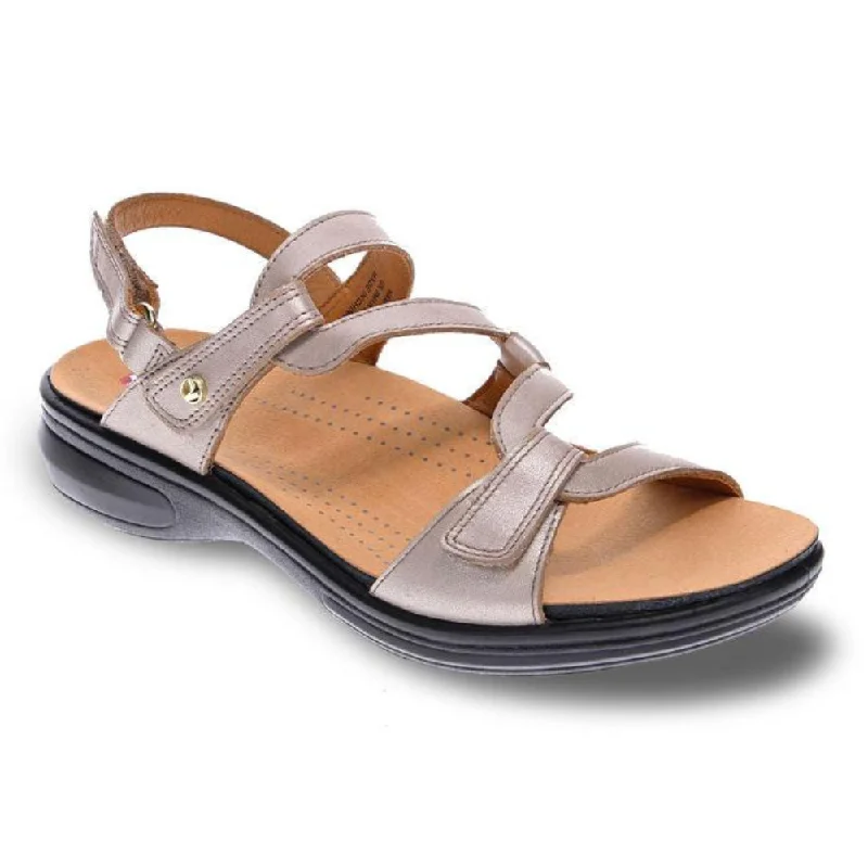 Revere Emerald 3 Strap Champagne Leather Sandal (Women's)