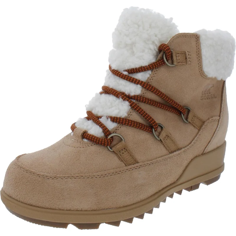 Stylish boots for holiday parties -Sorel Womens Evie Cozy Suede Faux Fur Hiking Boots