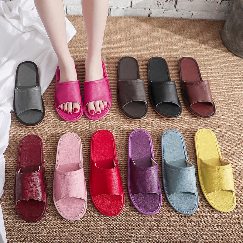 Slippers with airy rest-Home Leather Slippers Indoor For Men And Women