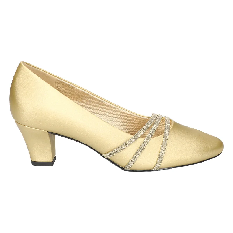 high heels for pairing with high-fashion street looks -Cristiny Metallic Round Toe Wedding Pumps