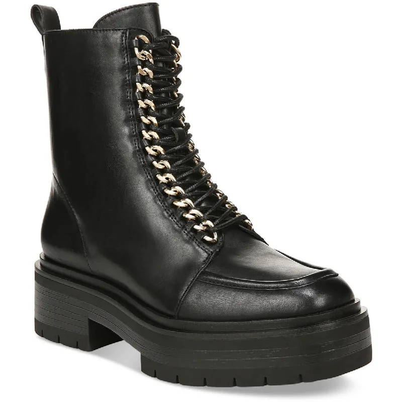 Boots for extreme winter weather -Sam Edelman Womens Lovrin Leather Lugged Sole Combat & Lace-Up Boots