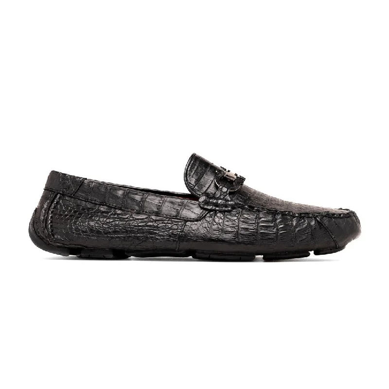 non-slip travel loafers-Marco Di Milano Parma Men's Shoes Exotic Crocodile Moccasin Driver Horsebit Loafers (MDM1187)