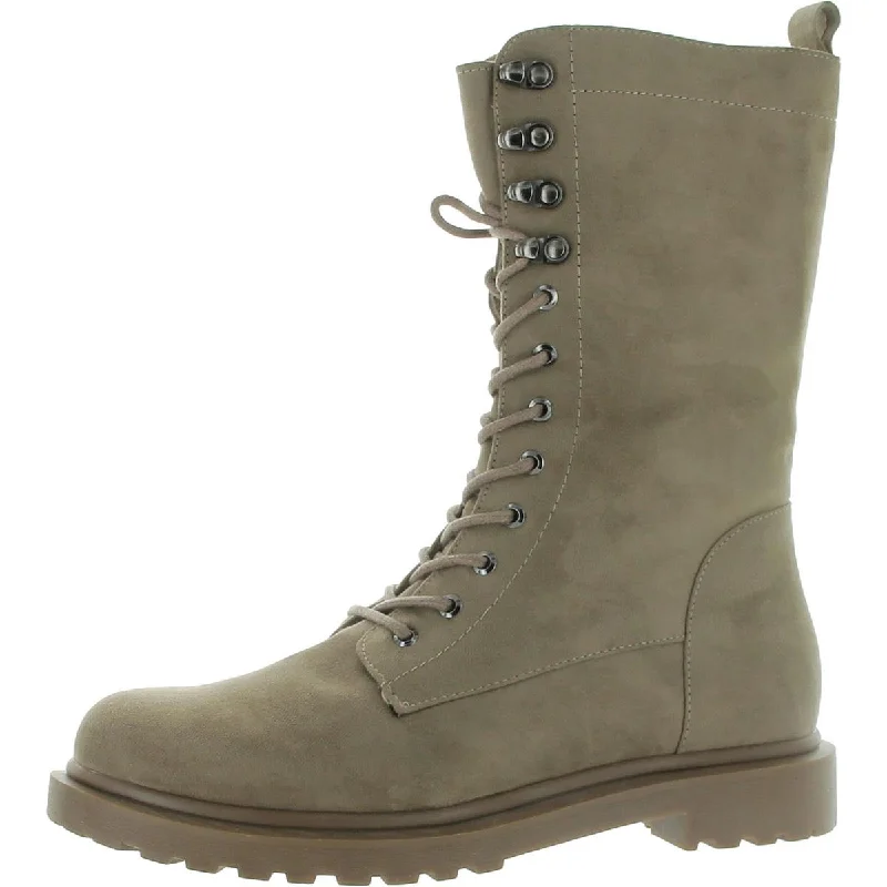 Stylish snow boots for navigating icy streets -Journee Collection Womens Mid-Calf Zipper Combat & Lace-Up Boots