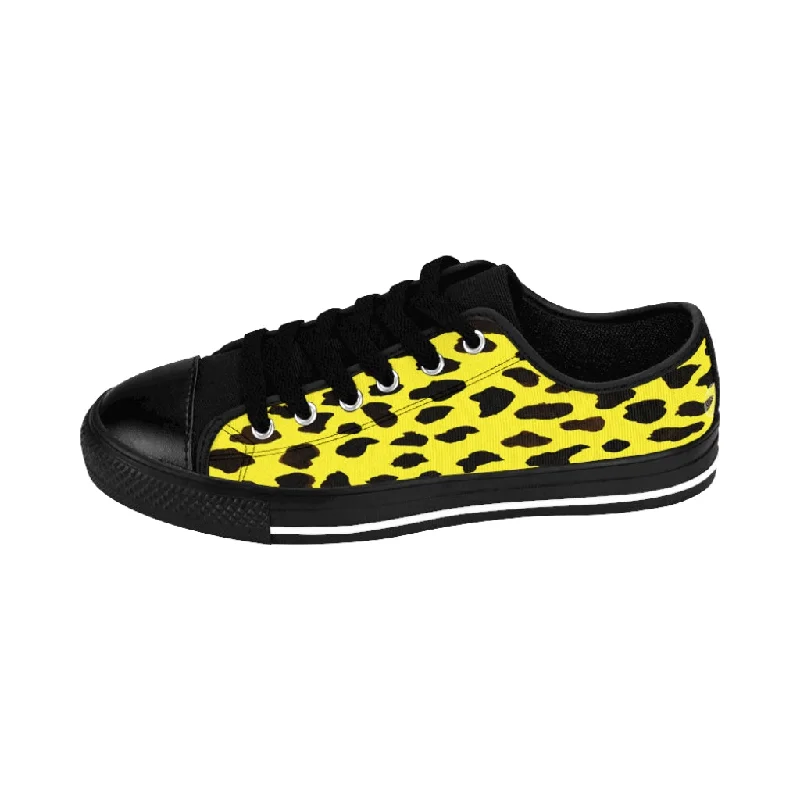 Yellow Leopard Men's Sneakers,  Best Bright Yellow Cheetah Animal Print Fashion Casual Low Top Sneakers For Men